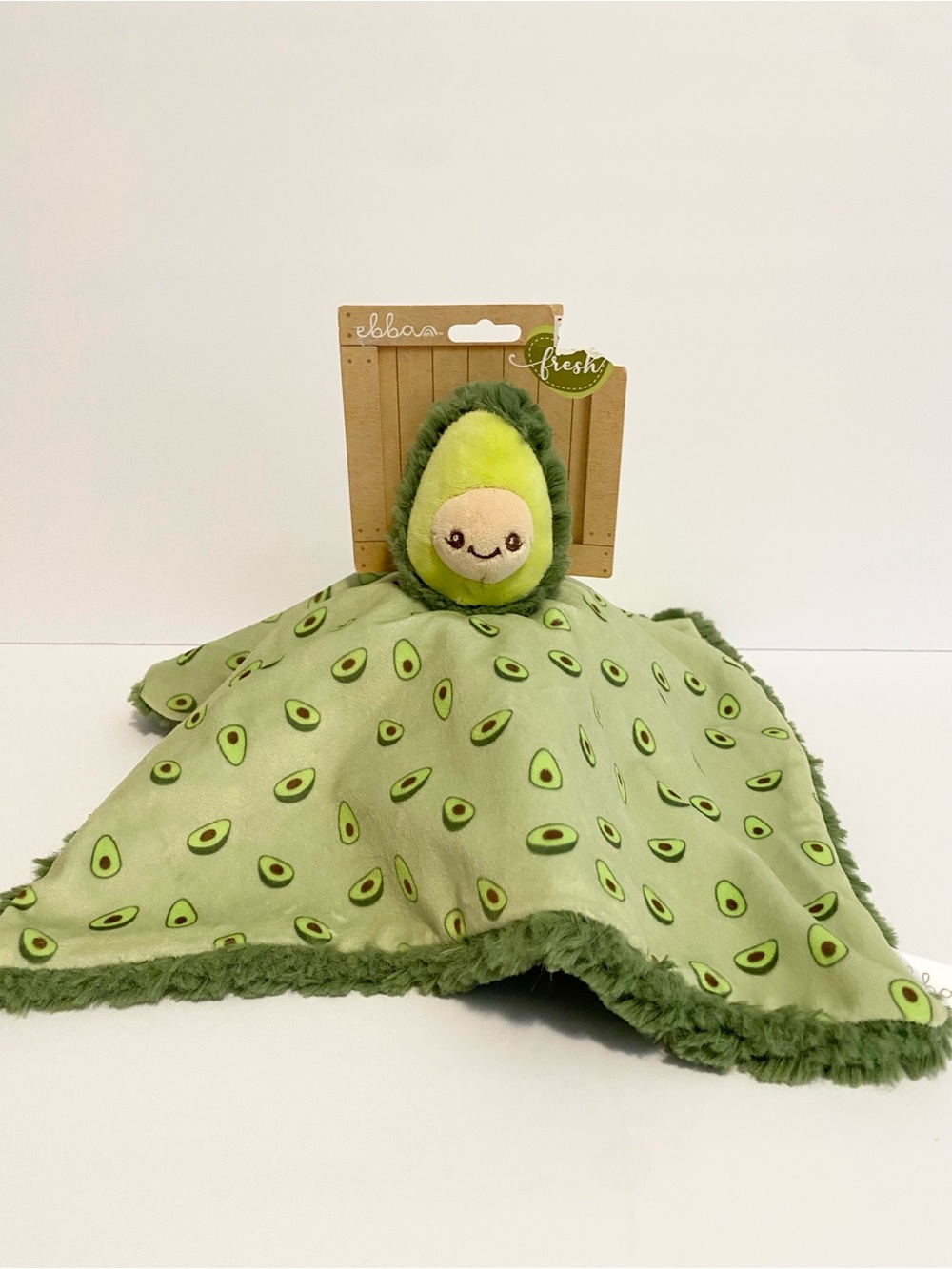 Ebba Avocado Lovey Security Blanket Soother Plush Stuffed Animal Baby Toy NWT